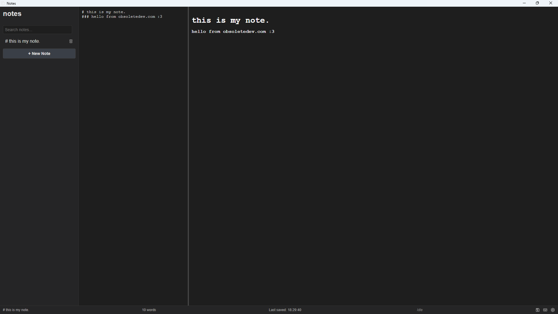 notes app, a project by ObsoleteDev