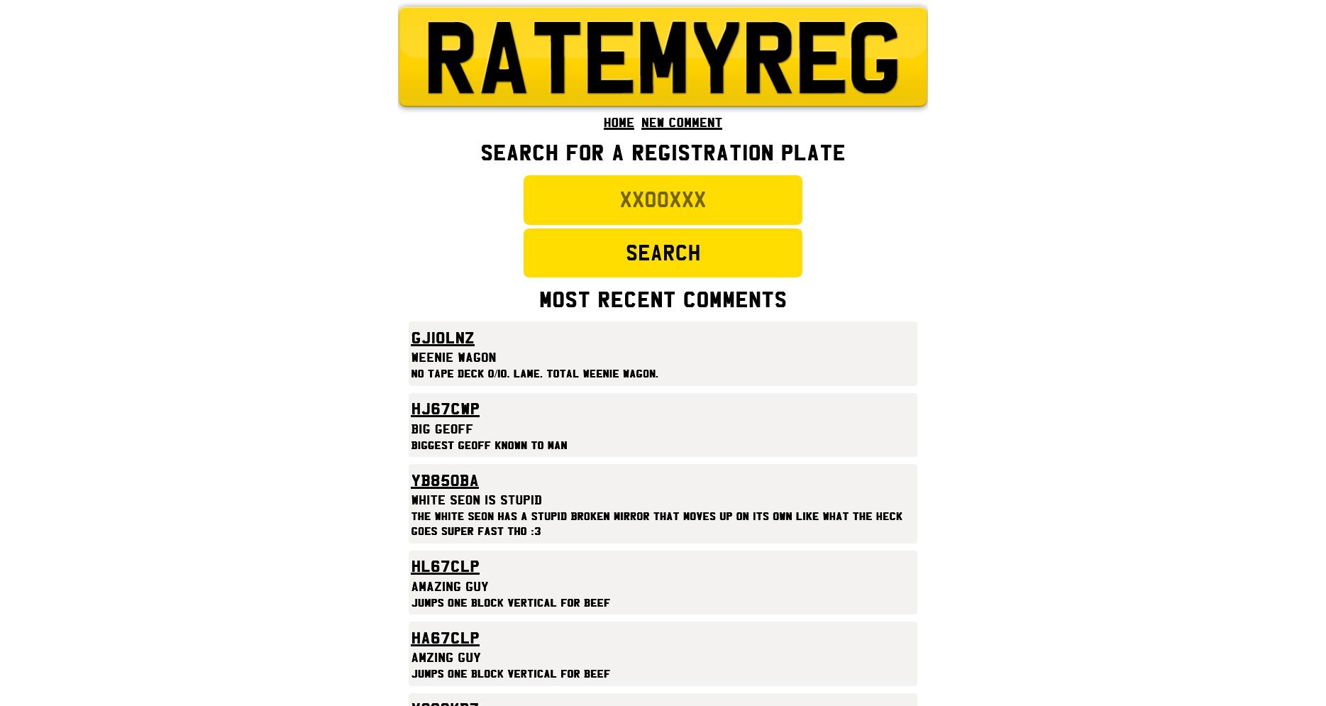 ratemyreg.obsoletedev.com site, a project by ObsoleteDev